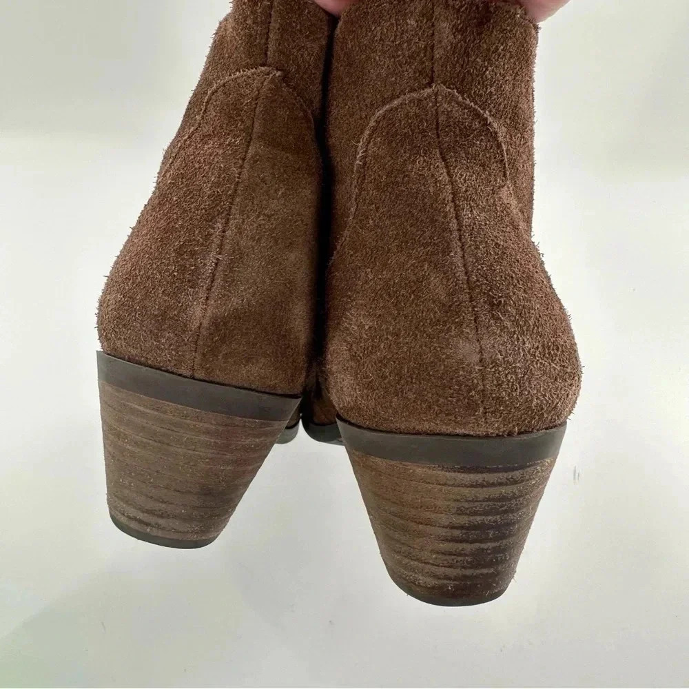 Adam tucker Trixie ankle booties 10 brown suede pull on pointy toe western boots - Picture 12 of 13